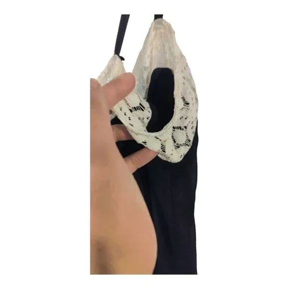 Milly of New York Y2K 100% Silk  Babydoll Layered Lace Cami Swing Top Sz 4 Navy - Picture 8 of 14